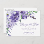 紫のバラ |日エレガント付の水彩変化 案内ポストカード (正面/裏面)