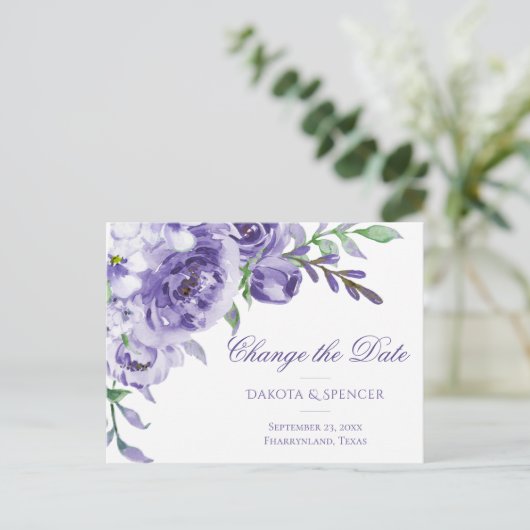 紫のバラ |日エレガント付の水彩変化 案内ポストカード (スタンド正面)