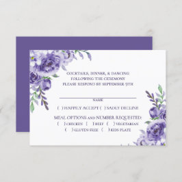 紫のバラ |水エレガント色のエントリの選択 出欠カード