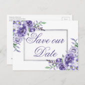 紫のバラ |水エレガント色の日付を保存 案内ポストカード (正面/裏面)