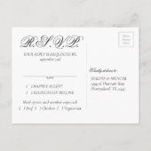 紫のバラ |水エレガント色の食事の選択RSVP 案内ポストカード (裏面)