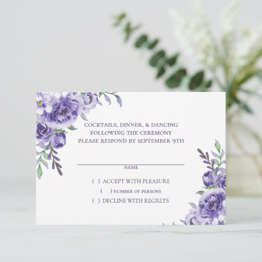 紫のバラ |水エレガント色フローラボーホ 出欠カード (スタンド正面)