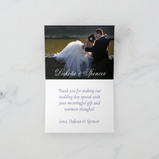 紫のバラ |水エレガント色フローラ写真 サンキューカード (内部)