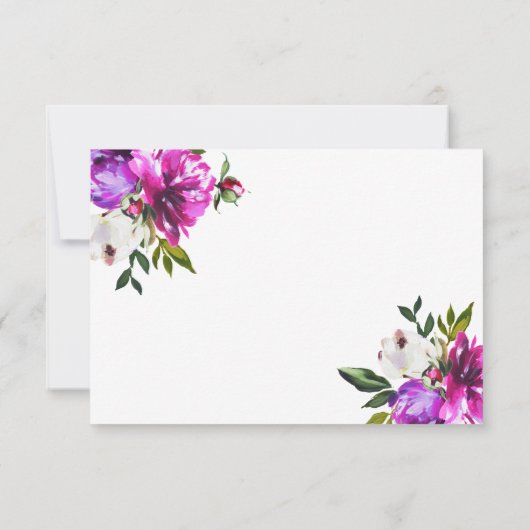 紫のバラ&緑の葬儀共有メモリカード 出欠カード (裏面)