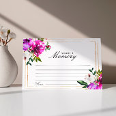 紫のバラ&緑の葬儀共有メモリカード 出欠カード