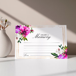 紫のバラ&緑の葬儀共有メモリカード 出欠カード