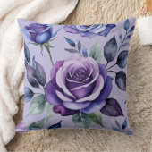 紫のバラ（青） クッション (ブランケット)
