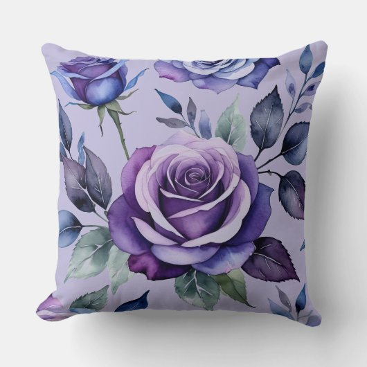 紫のバラ（青） クッション (正面)