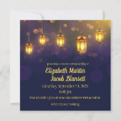 紫のバーチャルの上のファンス結婚ランタン 招待状 (正面)