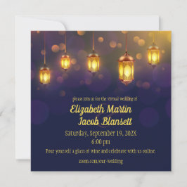 紫のバーチャルの上のファンス結婚ランタン 招待状