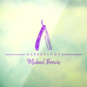 紫のバーバー・カミソリ・ロゴ・ビジネス ウィンドウサイン (シート3)