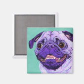 紫のパグ磁石 マグネット (正面/裏面)