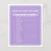 紫のパペルピカドで赤ちゃんシャワーゲーム (裏面)