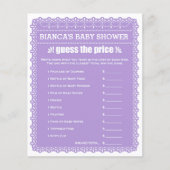 紫のパペルピカドで赤ちゃんシャワーゲーム (正面)