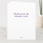 紫のパンジーの誕生日カード カード (裏面)