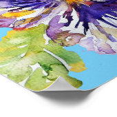 紫のパンジーアート 花 水彩 ポスター (角)