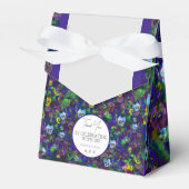 紫のパンジー 特別な贈り物用テント ラベル付き フェイバーボックス (正面サイド)