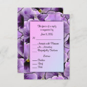 紫のパンジー RSVP カード（料理の選択肢付き） (正面/裏面)