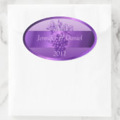 紫のパーソナライズされたカスタムワインラベル 楕円形シール (バッグ)