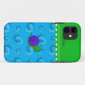 紫のパーソナライズされたカタツムリの空の青い太陽の名前 Case-Mate iPhoneケース (裏面(横))