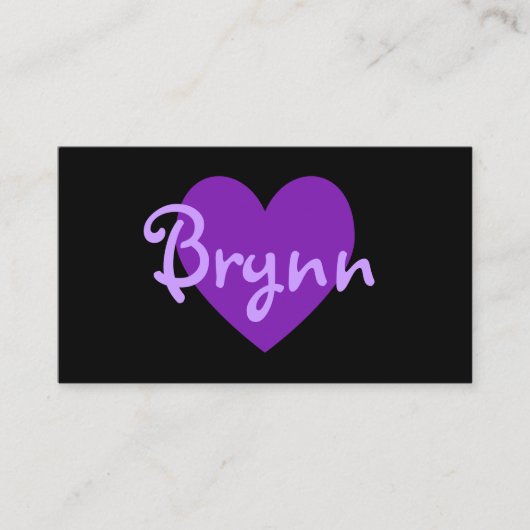 紫のパーソナライズされたハートオン黒 名刺 (正面)