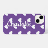 紫のパーソナライズされたハートパターン iPhoneケース (裏面横)