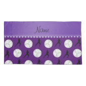紫のパーソナライズされたバレーボールのシルエットの名前 枕カバー