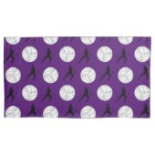 紫のパーソナライズされたバレーボールのシルエットの名前 枕カバー (正面)