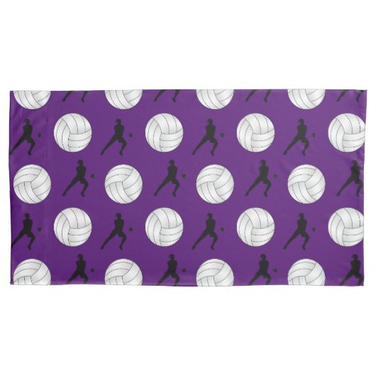 紫のパーソナライズされたバレーボールのシルエットの名前 枕カバー