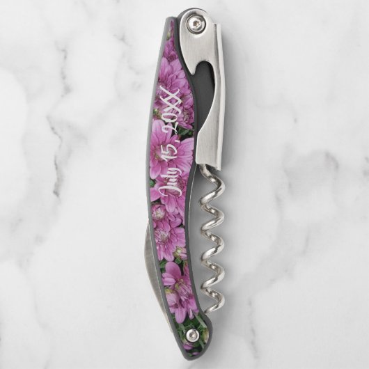 紫のパーソナライズされたフローラ新着コルクねじ ソムリエナイフ (裏面)