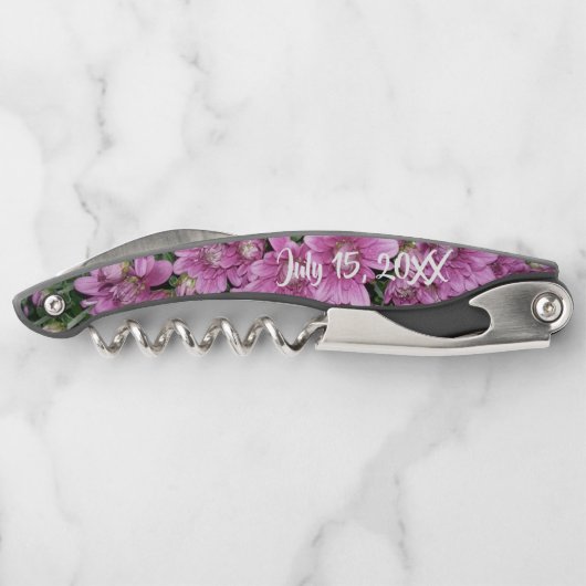 紫のパーソナライズされたフローラ新着コルクねじ ソムリエナイフ (裏面)