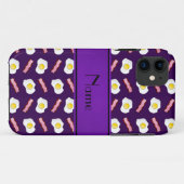 紫のパーソナライズされたベーコンの卵を名づける Case-Mate iPhoneケース (裏面(横))
