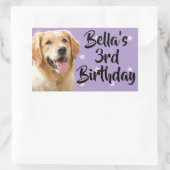 紫のパーソナライズされたペットの誕生日の好意ステッカー 長方形シール (バッグ)
