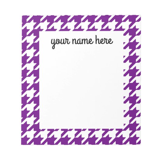 紫のパーソナライズされたメモ千鳥格子の帳 ノートパッド (正面)
