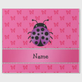 紫のパーソナライズされたレディバマピンクの蝶の名前 ラッピングペーパー (フラット)