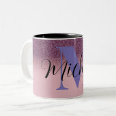 紫のパーソナライズされたヴィンテージ ツートーンマグカップ (正面左)