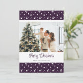 紫のパーソナライズされた写真メリークリスマスカード シーズンカード (スタンド正面)