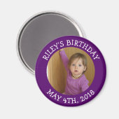 紫のパーソナライズされた写真リマインダー磁石 マグネット (正面/裏面)