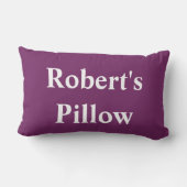 紫のパーソナライズされた枕に白のアルファベット ランバークッション (裏面)