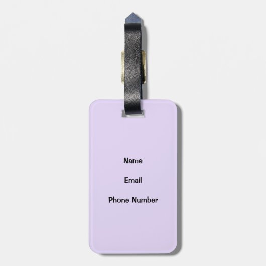 紫のパーソナライズされた柄の名ストライプの前 ラゲッジタグ (裏面縦)