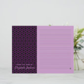 紫のパーソナライズされた線のノート紙ひな形 (スタンド正面)
