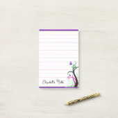 紫のパーソナライズされた蝶 ポストイット (デスク上)