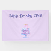 紫のパーソナライズされた誕生日バナー 横断幕 (横)