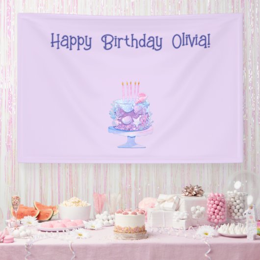 紫のパーソナライズされた誕生日バナー 横断幕 (パーティー)