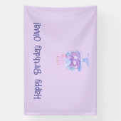 紫のパーソナライズされた誕生日バナー 横断幕 (縦)