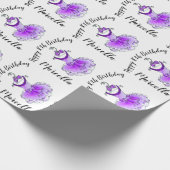 紫のパーティードレスのインク入りの美少女10歳の誕生日 ラッピングペーパー (角)