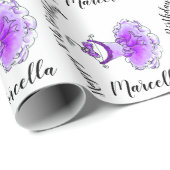 紫のパーティードレスのインク入りの美少女10歳の誕生日 ラッピングペーパー (ロールコーナー)