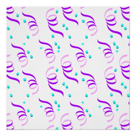 紫のパーティーリボン ポスター (正面)