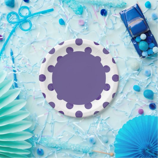 紫のパーティー |ウルトラ王室のバイオレットグレープ水玉模様 ペーパープレート (パーティー)
