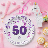 紫のパーティー| 50素晴らしいハッピー50誕生日 ペーパープレート (パーティー)